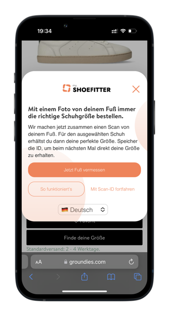 mySHOEFITTER integration Groundies (mobile)